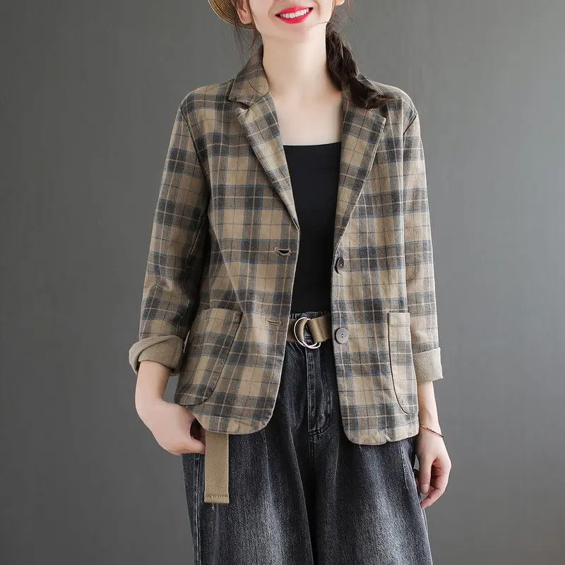 Áo Blazer Kẻ Sọc, Phong Cách Nghệ Thuật Cổ Điển Dành Cho Nữ, Mỏng Vừa Vặn, Tay Áo Dài, Áo Khoác Ngắn Và Thanh Lịch, Bó Sát