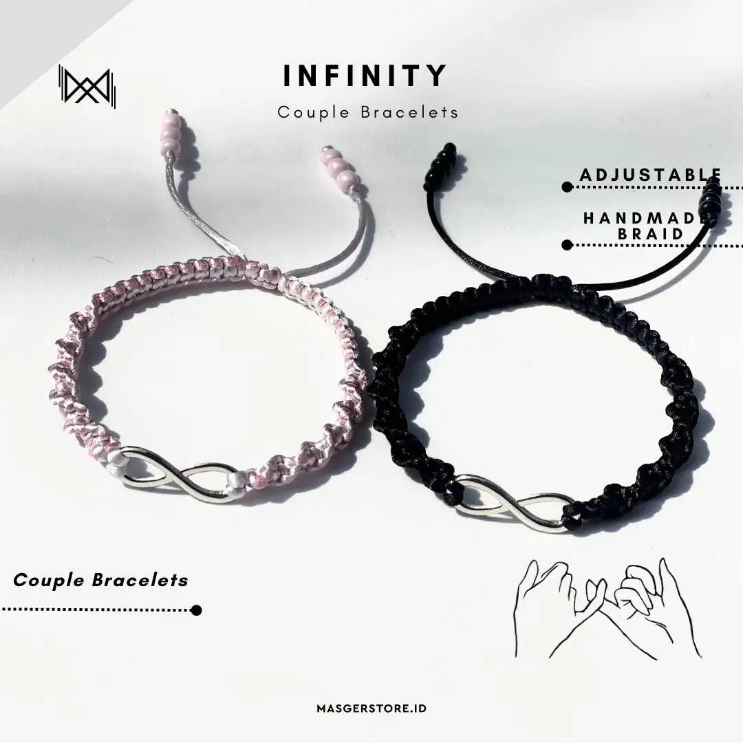 [Infinity] Couple Bracelets | 2 Pcs Gelang Persahabatan Gelang Serut Infinity Gelang Couple Love