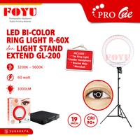 Gambar LED Bi-Color 19 Inch Ring Light Pro One R-60X dan Light Stand GL-200 Lampu Putih Handphone Kuning Tripod Holder Ringlight - R-60X + GL-200 dari Foyu Photo Kota Makassar 1 Tokopedia