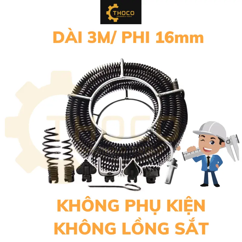 3M Lẻ Không Phụ Kiện Dây Lò Xo Thông Cống Thoco