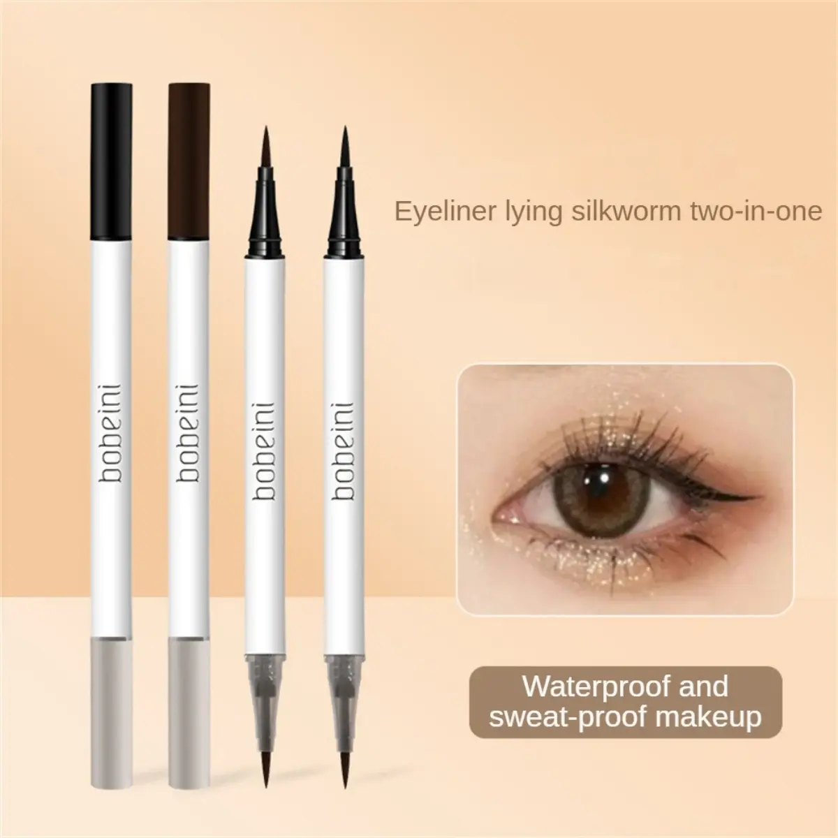 Eyeliner Lying Silkworm 2 in 1 eyeliner Liquid Pen  waterproof  sweatproof  Smooth  Not easy to smudge  lasting  Novice  student