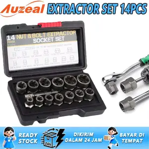 Set 10/14PCS Extractor Baut Dol Screw Industri - Kunci Ring 8mm-19mm Tahan Panas