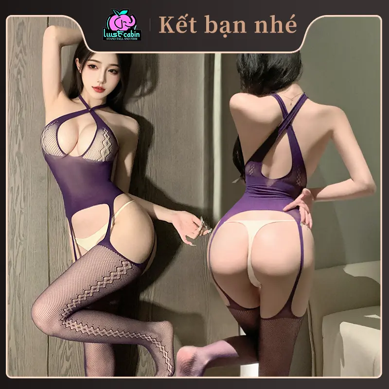 Bộ đồ liền thân gợi cảm cho nữ, trang phục lưới gợi cảm, nội y ren đục lỗ, tất lưới xuyên thấu, bodysuit lưới dây đeo, đồ liền thân ren cho nữ, dòng "Kết bạn" của LUSTCABIN