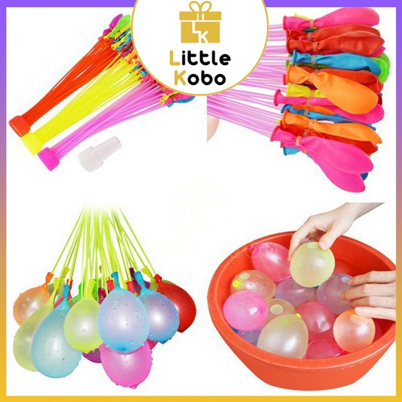  Bộ 111 Bong Bóng Nước Chùm Happy Baby Balloons Loại Tốt Bong Bóng Có Vòi Nối Bơm Nhanh Đồ Chơi Xả Stress Mùa Hè 