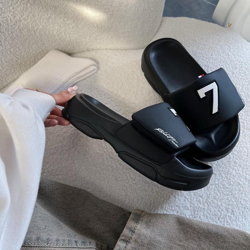 Dép quai dán xé thêu số 7 nam nữ , đế cao 4cm logo thêu nổi / Kèm Hộp / Có Bảo Hành 7