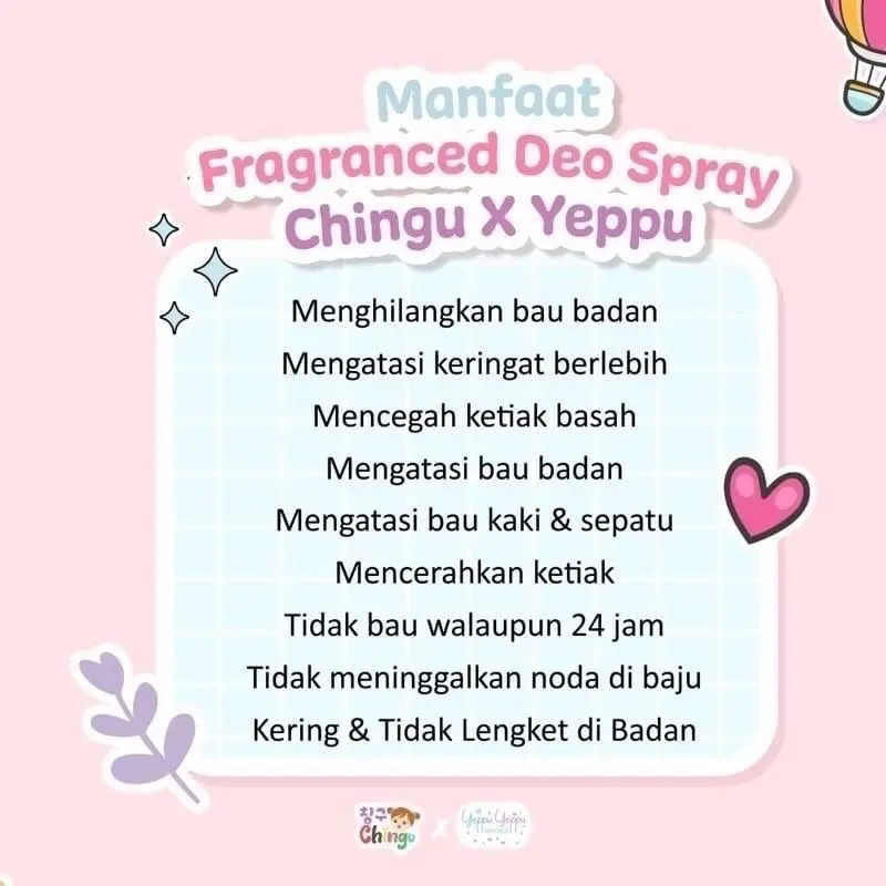 PAKET HEMAT Deospray Kiyowo Chingu X Yeppu BPOM 30 ml isi 5 pcs 2