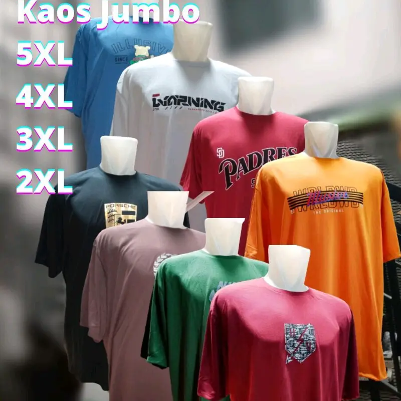Kaos Jumbo Pria BigSize Oversize 2XL 3XL 4XL 5XL katun adem Katun Katun Katun Hitam Santai Putih atletis oversized 2