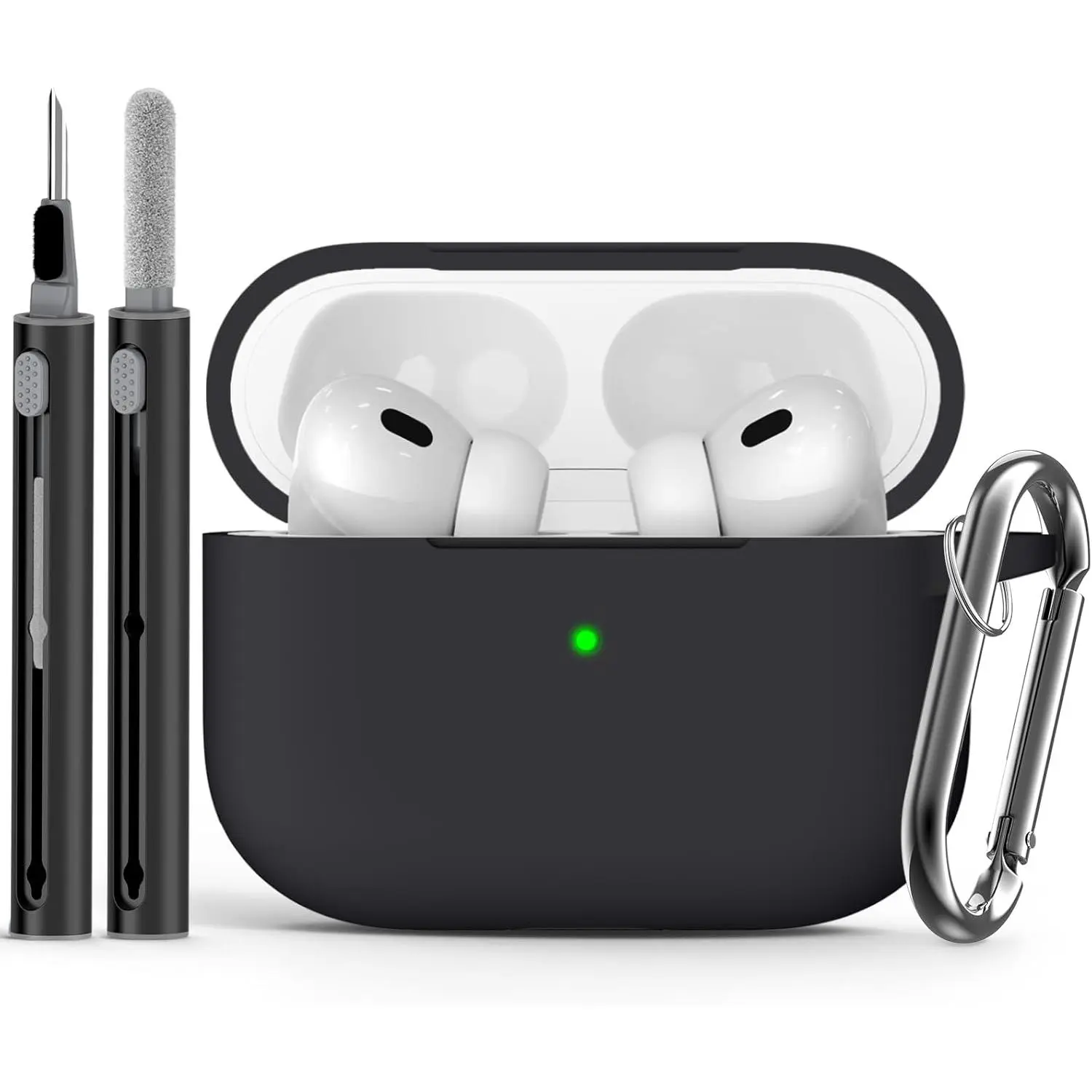for AirPods Pro Case Cover with Cleaner Kit,Soft Silicone Protective Case for AirPod Pro 2nd/1st Generation Case for Women Men,AirPods Pro 2/Pro Case Accessories with Keychain-Black type  c  earphones ugreen  type  c  semi  inear bts  ear  monitor