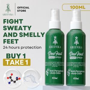 [ BUY 1 TAKE 1 DEOFOOT DEODORANT SPRAY ] 100ML Greenika DeoFoot Spray Anti Odor Foot Spray Antiperspirant Anti Sweat Anti Foot Odor Spray Sweat Prevention Foot Odor Smelly Feet Moisturizer