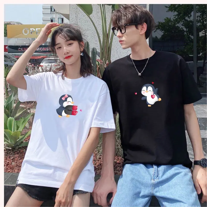 Áo thun, áo phông cặp nam nữ, áo đôi mặc với người yêu in hình CHIM CÁNH CỤT đáng yêu, ý nghĩa, cá tính (GIÁ 1 ÁO) chất vải mềm mịn thoáng mát, phong cách năng động Women  - Men Top 2