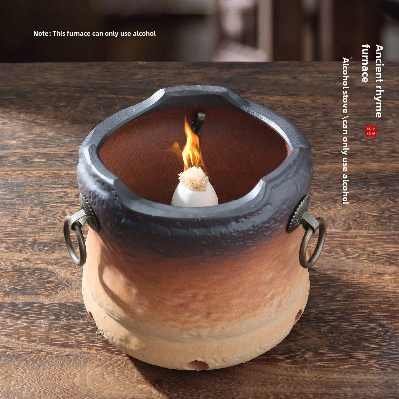 Bếp đốt trà sôi và trà rang, thích hợp để cắm trại, tụ tập, sưởi ấm, lửa than, bếp than ngoài trời, nồi gốm, bộ nồi trà, để sử dụng trong gia đình Camping 5