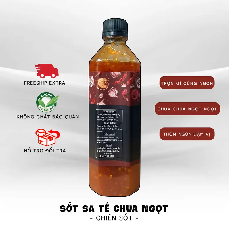[Sốt Trộn Mì] Sate Chua Ngọt ( ít cay ) 500gr [ Trộn Mì - Hủ Tiếu - Sợi Phở ] Ghiền Sốt Nước Sốt Gia Vị sốt  trộn 4