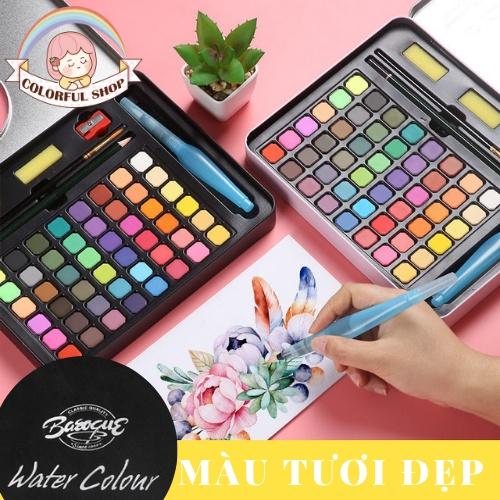 Màu Nước Baeoque Dạng Nén Water Color 36 48 Màu Túi Nhung Bảo Vệ Hộp Kèm Cọ Các Loại Giấy Vẽ Bút Chì