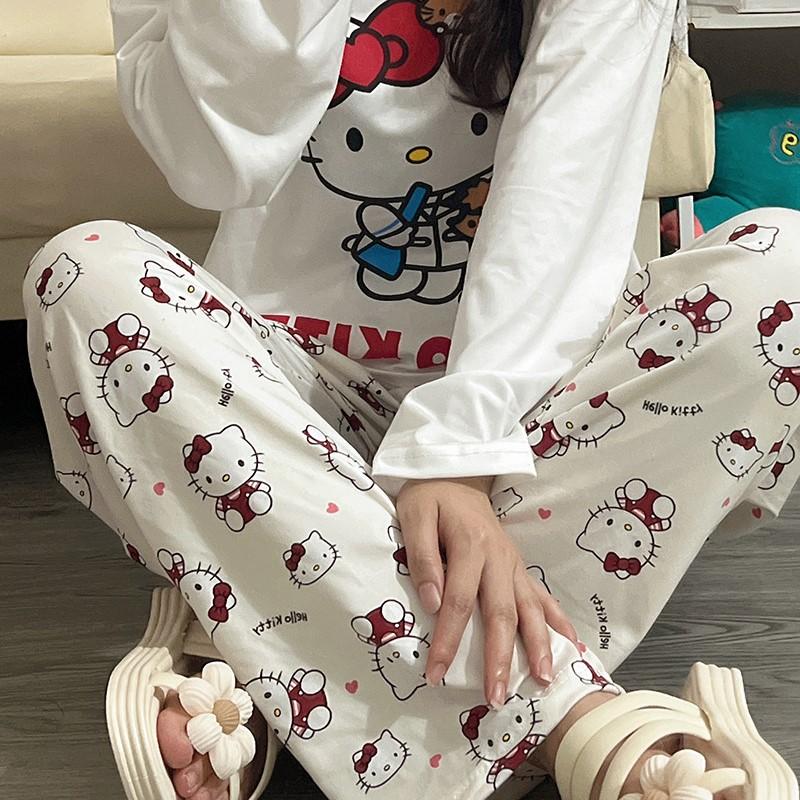 Quần Ngủ Hoạt Hình Nữ, Quần Dài Mặc Đi Chơi Hình Hello Kitty