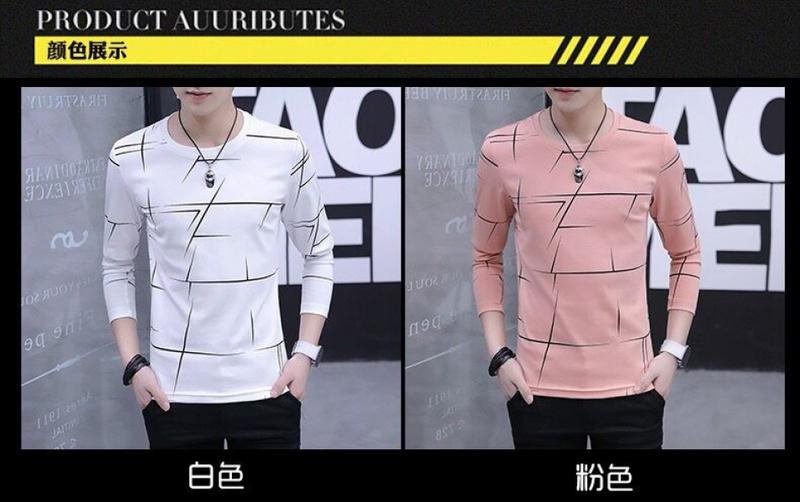 Product Introduction of Áo Thun Cho Nam, Ngủ Dài, Cổ Tròn, Xu Hướng Mới Thu Đông 2020, Áo Cơ Sở, Dáng Ôm, Phong Cách Hàn Quốc, Quần Áo Nỉ 8