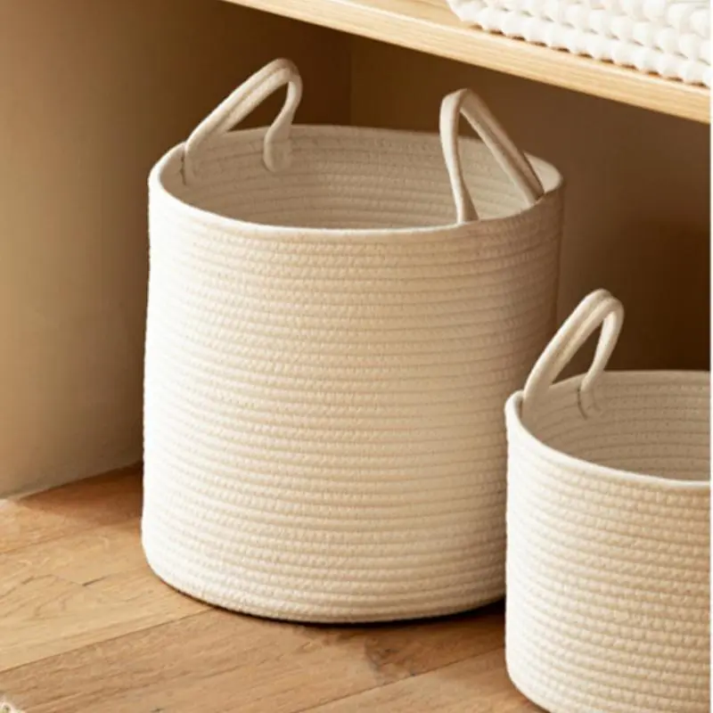 Woven Storage Basket, 1 Count Multifunctional Storage Basket with Handle, Home Organizer for Living Room & Bathroom 6