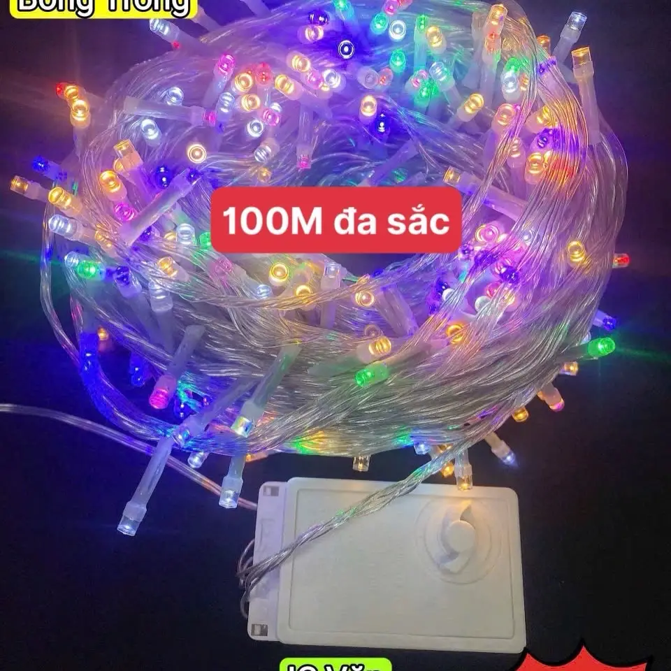 Dây đèn chớp 100M LED cắm điện 220V, chớp đủ màu sắc cho bạn lựa chọn để trang trí nhà cửa cho ngày Lễ, Tết