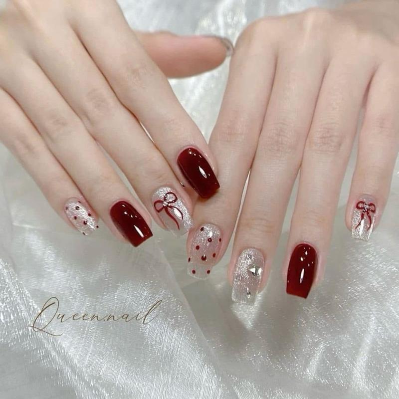 Nail box thiết kế phối mắt mèo Vuông Ngắn