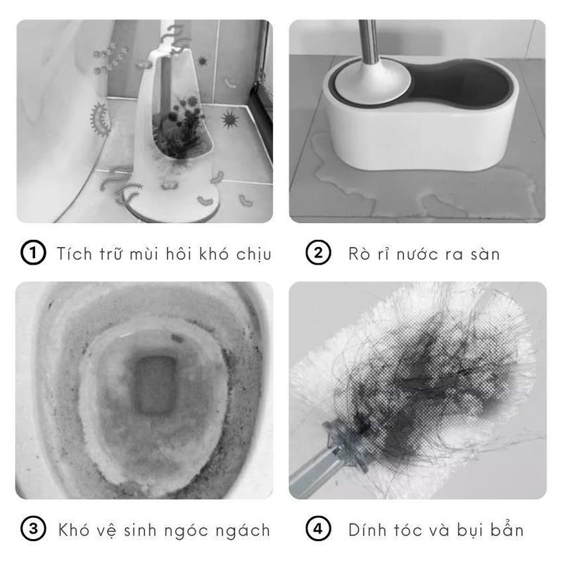 Chổi cọ toilet đóng mở tự động tích hợp miếng tẩy rửa, dụng cụ cọ rửa phòng vệ sinh siêu sạch thế hệ mới 1