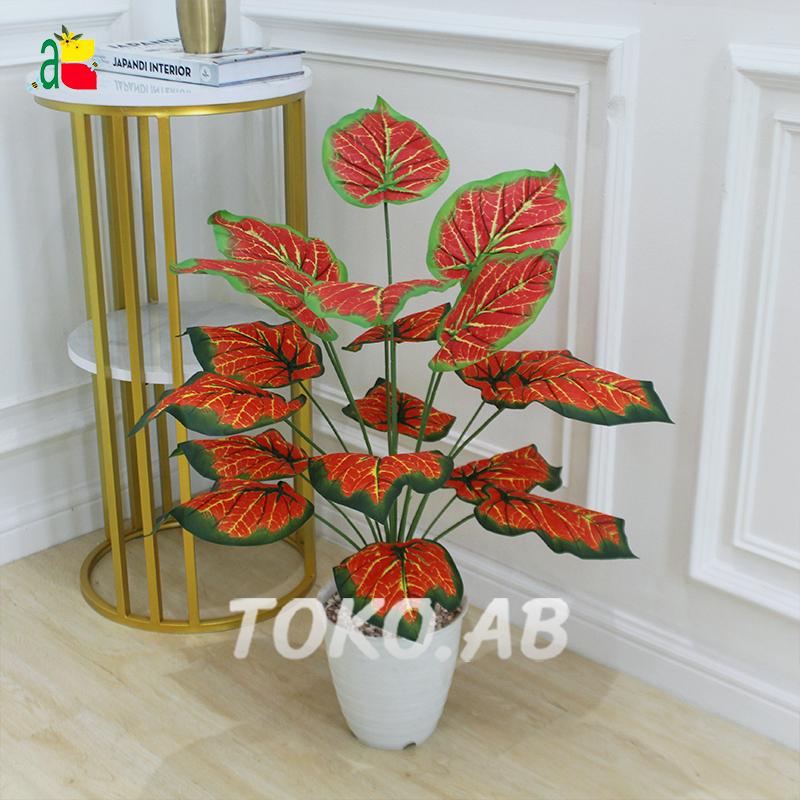 TANAMAN ARTIFICIAL AGLONEMA bunga palsu KELADI DAUN PLASTIK 18 CABANG D18T60 HIASAN RUANG TAMU DEKORASI RUMAH AESTHETIC B8180 0