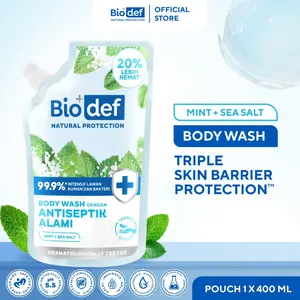 Biodef Body Wash Antiseptic Natural Mint - Sea Salt 400mL | Gentle Body Wash Antiseptik Natural | Cooling Sensation | Sensasi Dingin