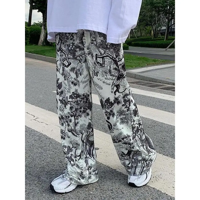 Casual Pants Straight Tube Pants For Men Hand-Painted Colorful Graffiti Men'S And Women'S Loose Fit WideCool Design Suitable For Work Pants Menswear Lingerie Trouser Musical