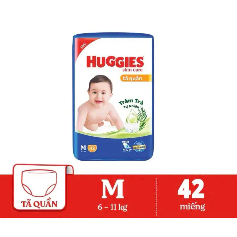 Bỉm QUẦN Huggies tràm trà, skin care M42/L36/XL32/XXL28/XXXL22. MẪU MỚI KHÔNG TẶNG KÈM MIẾNG dán