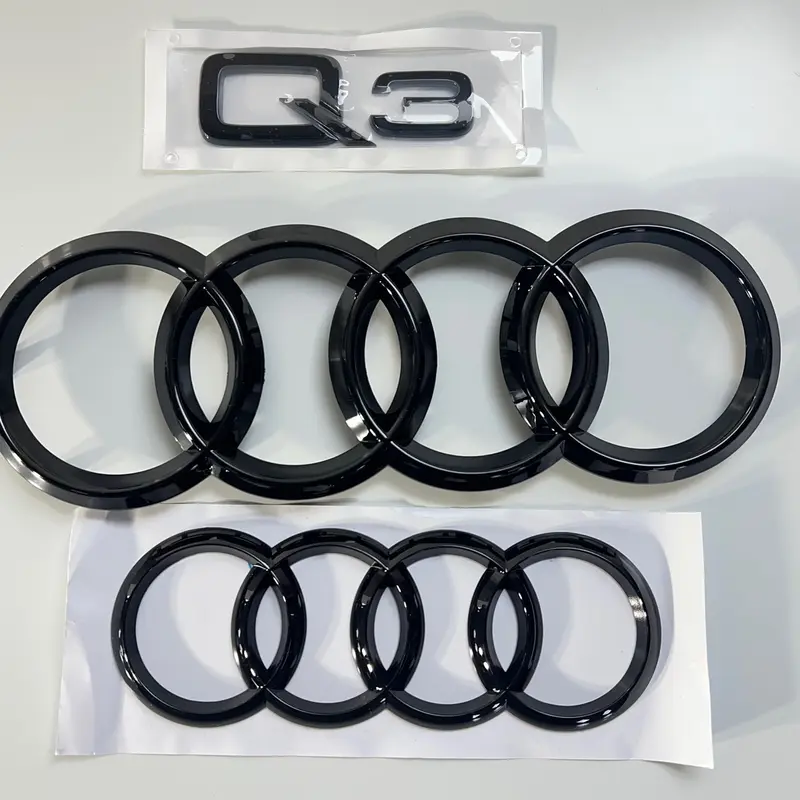 Audi Gloss Black Badge Rings Set Front Grille Rear Boot 285mm 193mm Q3 Q4 Q5 Q7 0