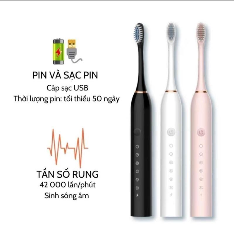 Bàn Chải Đánh Răng Điện Vệ Sinh 5 Chế Độ Pin Sạc 1200MAH, Kèm Dây Cắm Sạc USD, Kèm Đầu Thay Thế Tiện Dụng, Kiểu Dáng Cute 5