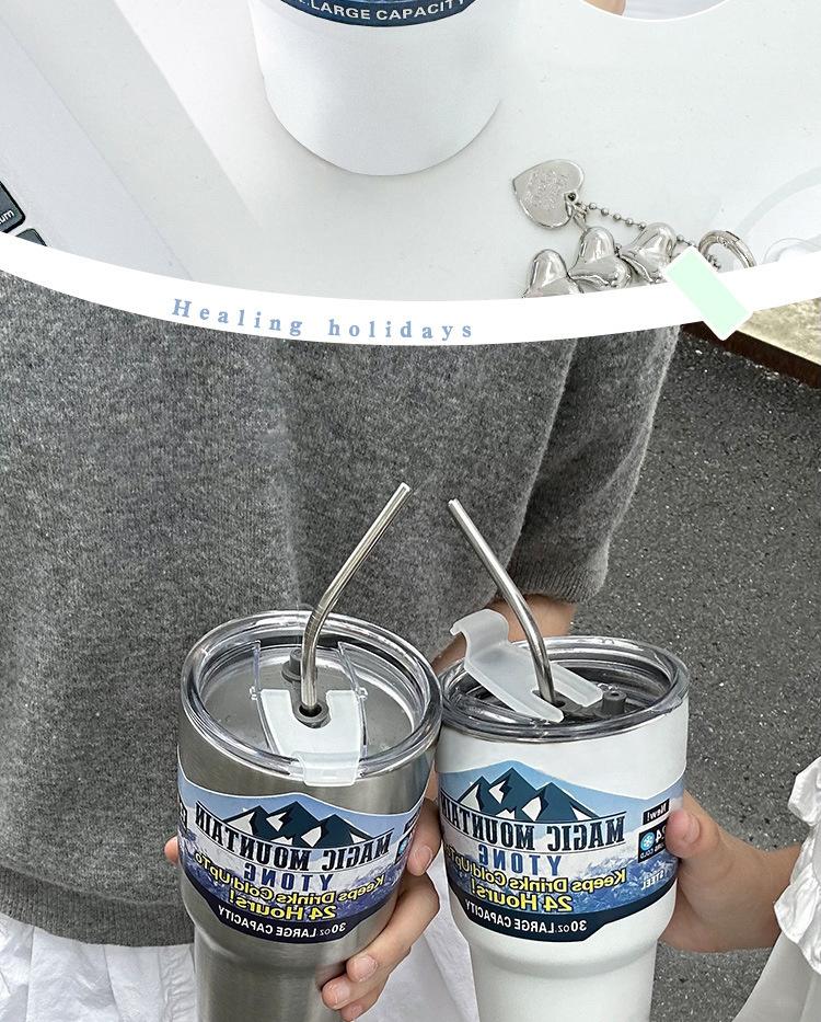 Product Introduction of Stainless Steel Freeze Thermos Cup with Straw Ice Coffee Drink Vacuum Insulated Bottle Car Travel Outdoor Mountain Cup 22
