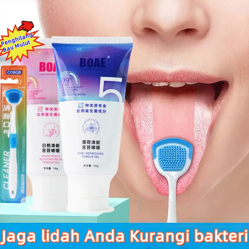 Oral Gos Gel Pembersih Lidah Gratis Sikat Lidah Rasa Peach Mint Menghilangkan Bau Mulut Membersihkan Lidah Nafas Segar Pembersih Mulut