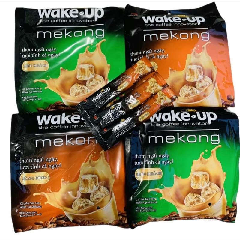 Combo 4 túi cafe wake up mekong (2 xanh 2 cam)kopi lovely ống sữa cà phê đại ngàn positive brand passion coffee temcafe kopi instan mono lab min bấm mix cafesữa