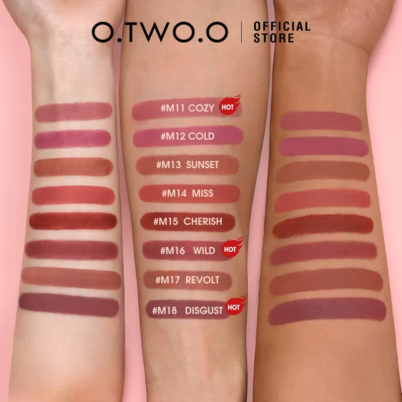 O.TWO.O Long-lasting (Need to Wait For Drying)Velvety Mist Texture Lock-in Makeup Technology Misty Kiss Lock Color Matte Lipstick Lipstik Glaze Gloss Kosmetik Liquid 5
