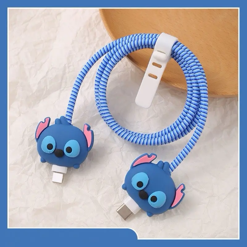 Pelindung Kabel Charger Data 1 Set 4 in 1 Presisi Cable Bite Kabel Type C USB A Micro USB Lightning Kompatibel untuk Samsung Xiaomi Realme Tecno Infinix Vivo Oppo Huawei Karakter Marvel Sanrio Nintendo Kuromi Hello Kitty Lotso MyMelody CInnamoroll 8