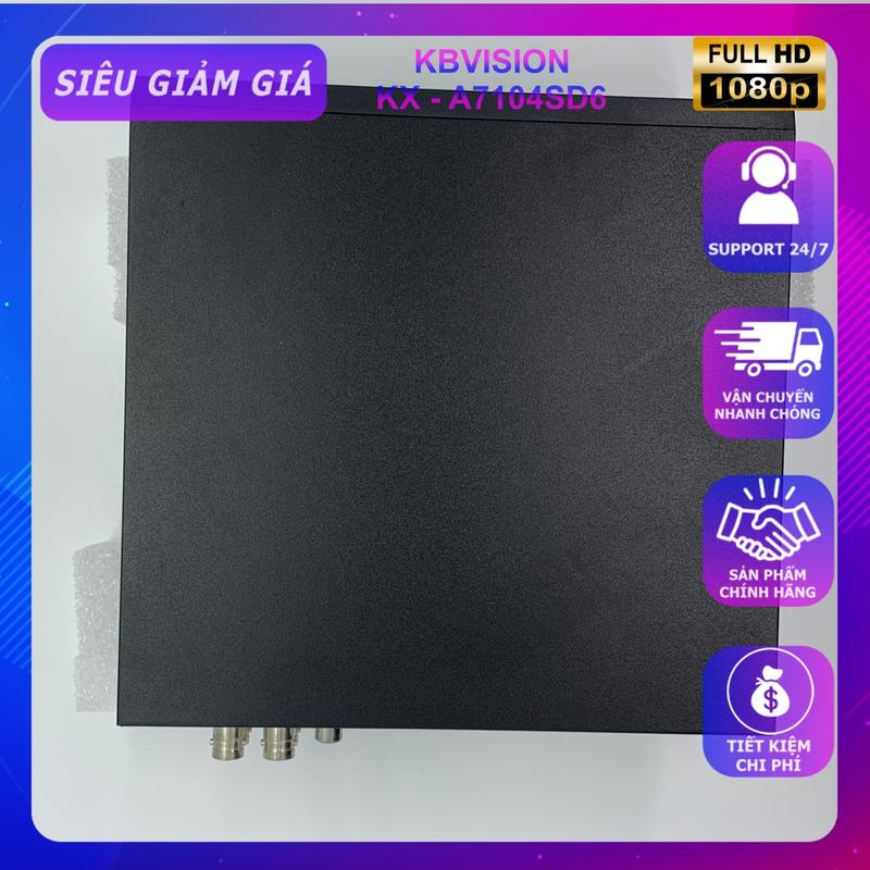 Đầu ghi hình Camera Analog 4 cổng nhãn hiệu KBVISION. KX-A7104SD6, hỗ trợ các Camera fullHD 1080p chuẩn HDTVI và cũ hơn 1