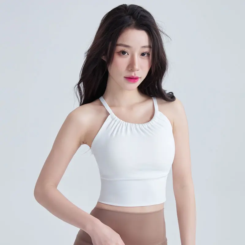 Quần Áo Tập Yoga, Áo Vest Hai Dây Mảnh Cổ Yếm Có Đệm Ngực, Lưng Đẹp, Đồ Lót Tập Thể Dục, Nhanh Khô, Chống Sốc, Chuyên Nghiệp, Thích Hợp Cho Yoga, Năm 3