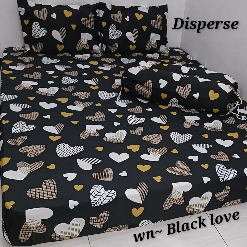 SPREI MOTIF BLACK PALM BERKWALITAS ADEM Bantal Guling Karet Sarung Kain 4