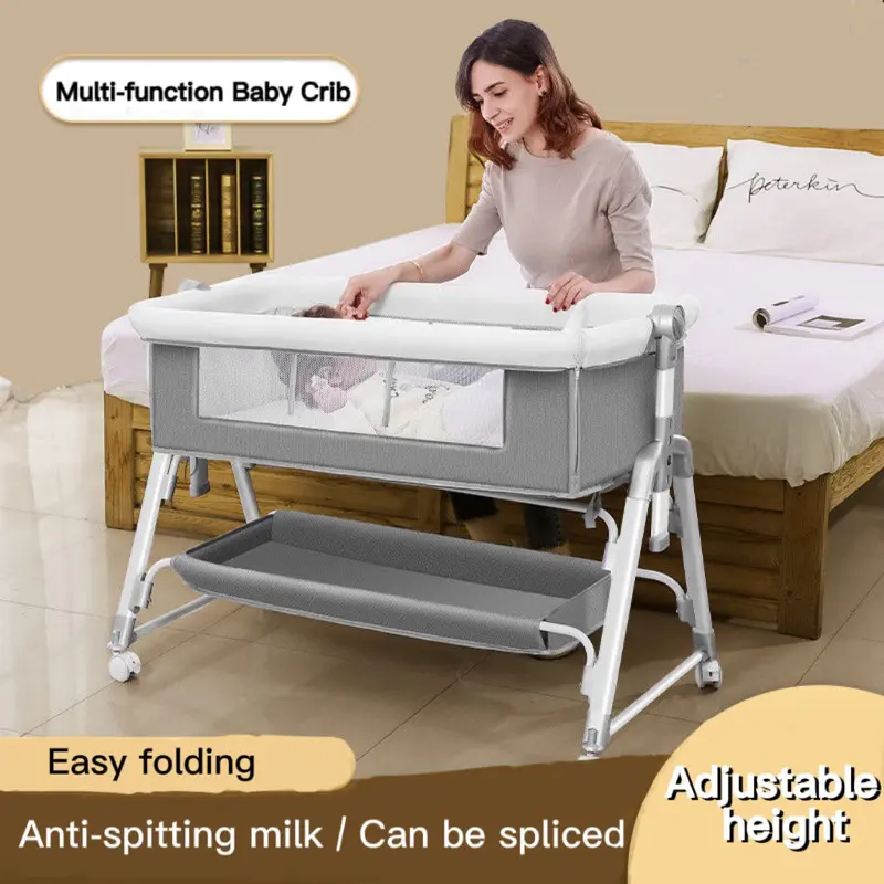 SG StoreMultifunctional foldable baby crib removable portable newborn cradle bed European baby crib splicing big bed