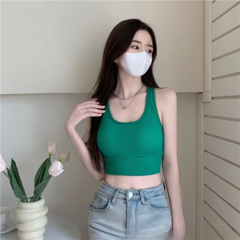 Girls' Small Sling Vest Full Design Cross Back Shaping Thickened Outer Sleeveless Top 1