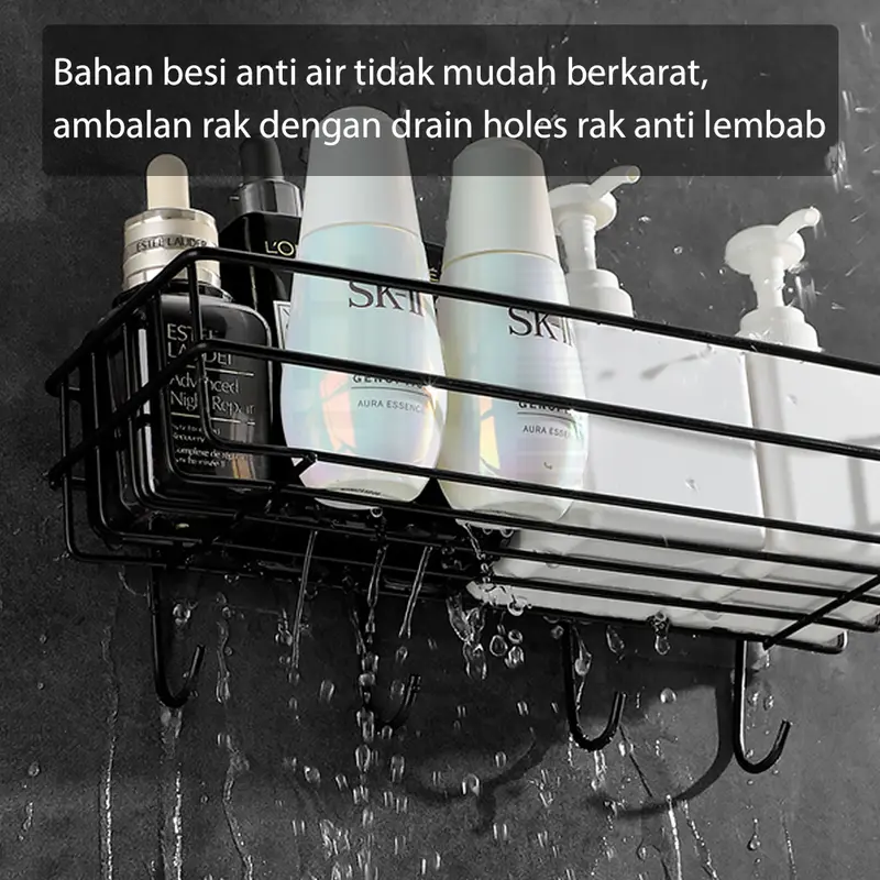 HUGO Rak Sudut Kamar Mandi Tempel Dinding Keramik Rak Sabun Toilet Serbaguna Rak Dapur Besi Rak Kamar Mandi Kokoh 3