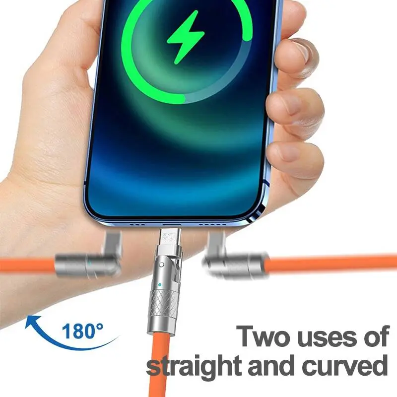 Cáp Type C, Sạc nhanh 120W 7A, Cáp Khuỷu Tay Xoay, Dành Cho Bộ Sạc Điện Thoại Xiaomi Và Samsung, Làm Bằng Silicon Lỏng, Cáp USB C 1