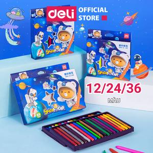 Bút sáp màu hữu cơ Deli cho bé tập vẽ không bẩn tay, sáng tạo với 12/18/24 màu - An toàn khi sử dụng - Tô màu, vẽ tranh trẻ em