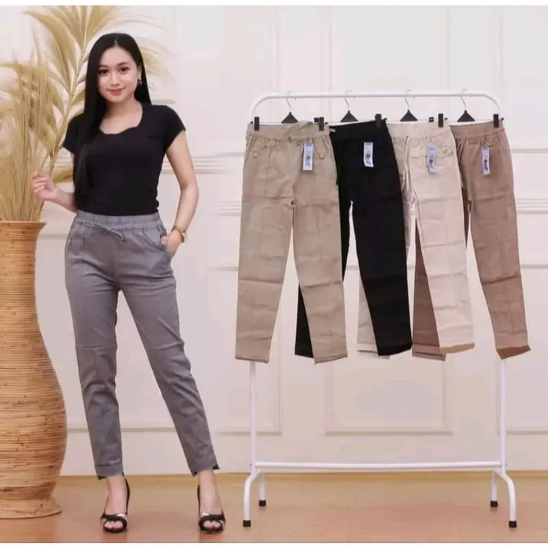 BAGGY PANTS STRETCH CELANA KATUN WANITA CELANA KANTOR WANITA 0