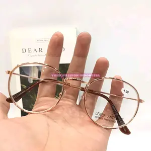 Kacamata  Lensa Minus Antiradiasi Model Oval Terbaru  DW 523 Frame Gold Eyewear Glasses