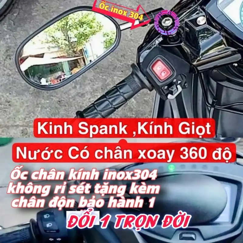 Gương Xoay 360 độ kèm Chân nhôm Cnc ốc inox 304 Kèm chân độn [ Tặng kèm lục giác  ]
