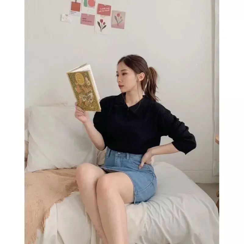 Blouse rajut wanki - collar knit korean style 1