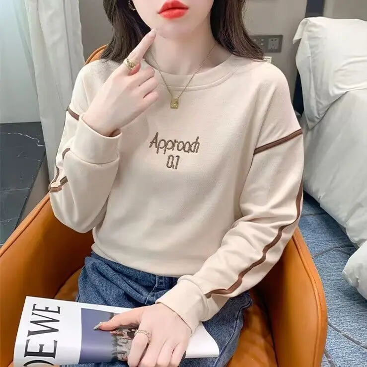 Women's Sweater round Neck Multicolor Printed Embroidered Spring and Autumn Thin New Loose Top Bottoming Shirt Womenswear Hoodie Lingerie Lady Sweatshirts Pullover Longsleeve Comfort Casual Crewneck