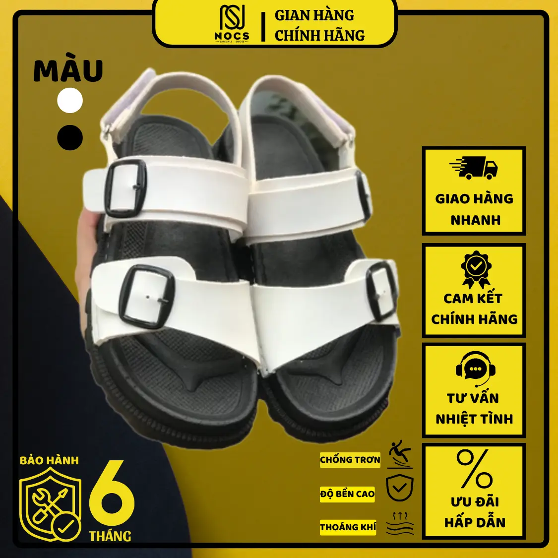 (VIDEO + HÌNH THẬT) Giày Sandal Nữ 2 Lớp Quai Ngang 2 Khóa May Quai Liền Đế Cao 3cm Siêu Êm Siêu Bền (NOCS)