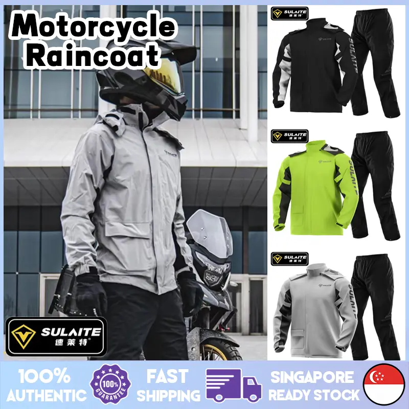 [Local Stock]SULAITE Three Layer Raincoat Motorcycle Bicycle With Hidden Shoe Cover PVC High Quality Jacket