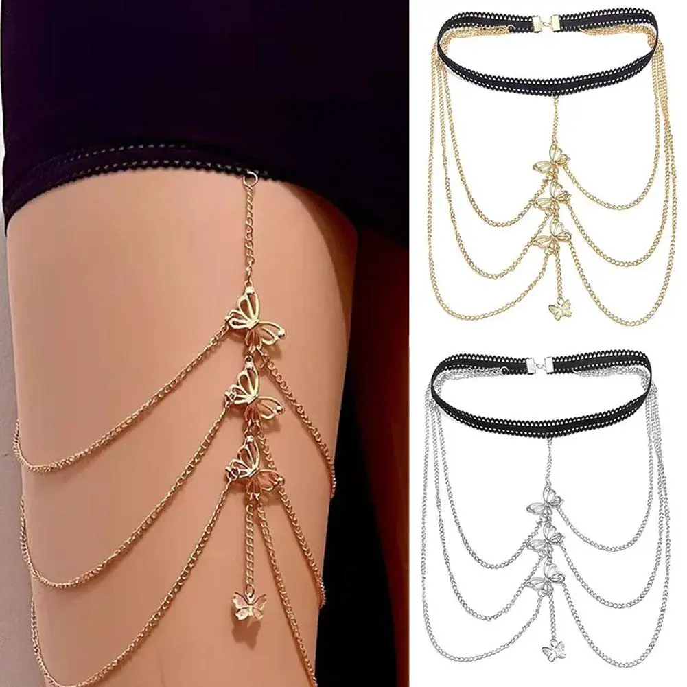 Multi-layer Butterfly Tassel Leg Chain Fashionable Versatile And Body Chain J0N0
